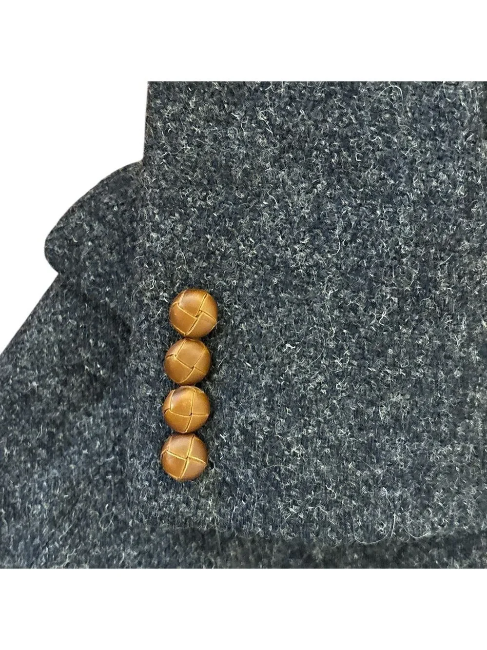 80s RALPH LAUREN WOOL BLUE BLAZER W LEATHER BUTTONS ECLECTIC GRANDPA SZ 36R